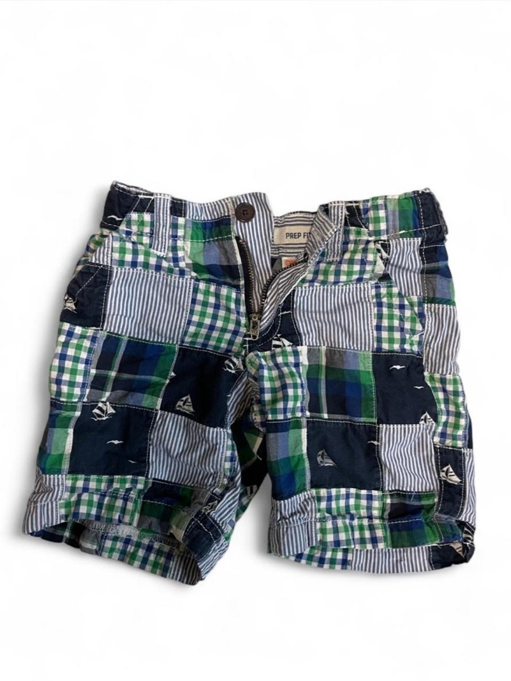 Gymboree Green & Navy Patchwork Plaid Shorts